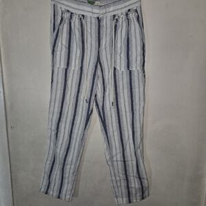 Anthropologie Blue and White Cargo Pants with Nautical Stripes